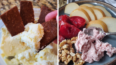 Fromage blanc with chocolate cookies and fresh fruit