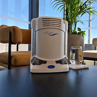 oxygen concentrator on a table