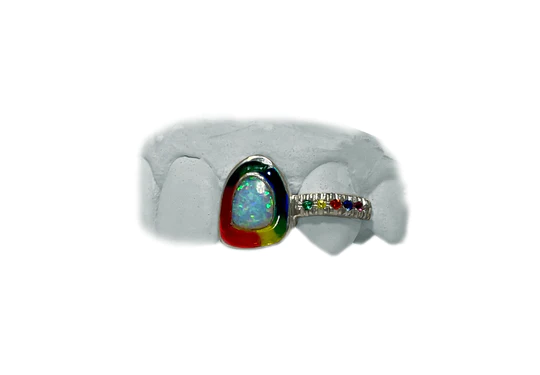 opal and rainbow color grillz