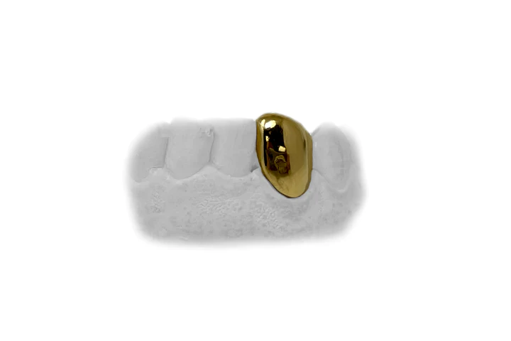 Single bottom tooth 24k gold grillz