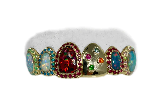 top 6 yellow gold opal grillz with rubies