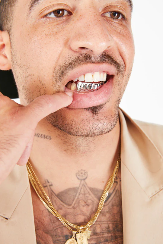 white gold bottom 6 grillz