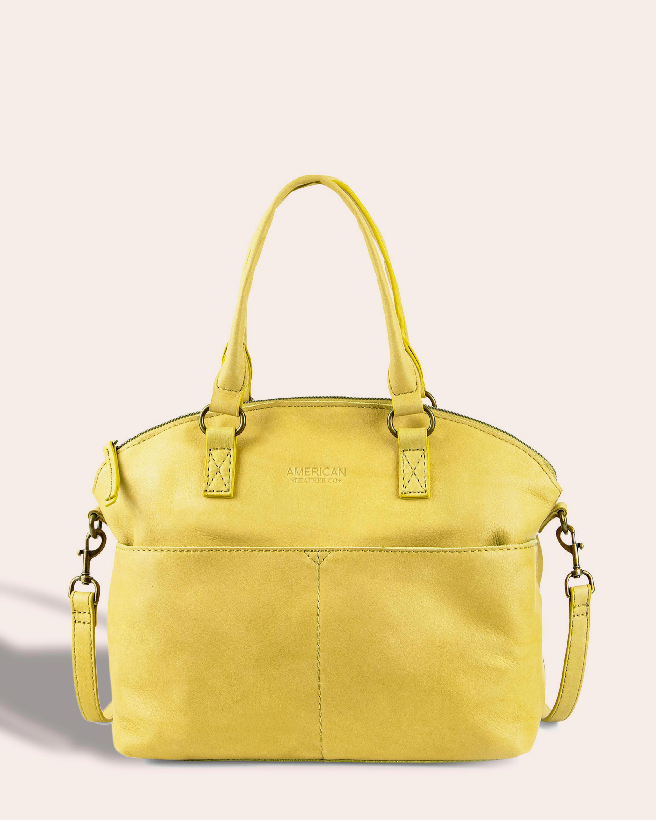 American Leather Co. Carrie Dome Satchel Pale Yellow