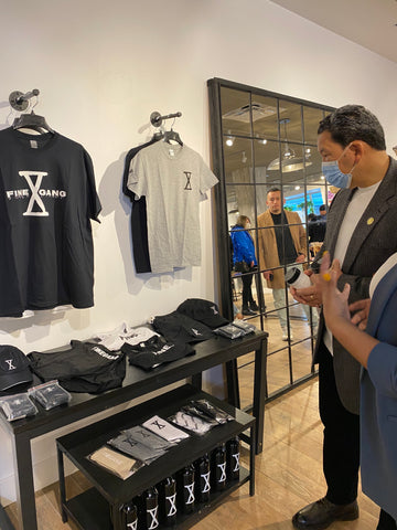 Mayor of Seattle Bruce Harrell shopping Fine Gang Apparel