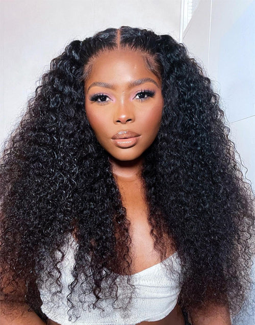 13x4 HD Lace Front Mongolia Afro Kinky Curly Hair Wigs With Baby Hair ...