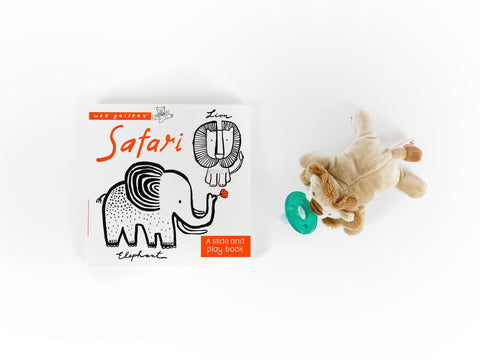 Lion Wubbanub Pacifier + Safari Slide & Seek Play Book