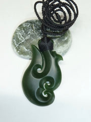 Garth Wilson custom made pounamu jade greenstone Koru hook