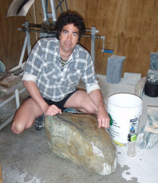 Garth Wilson with a giant Pounamu jade stone