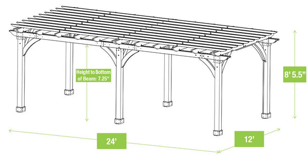 Dimensions of 12x24 Cedar pergola