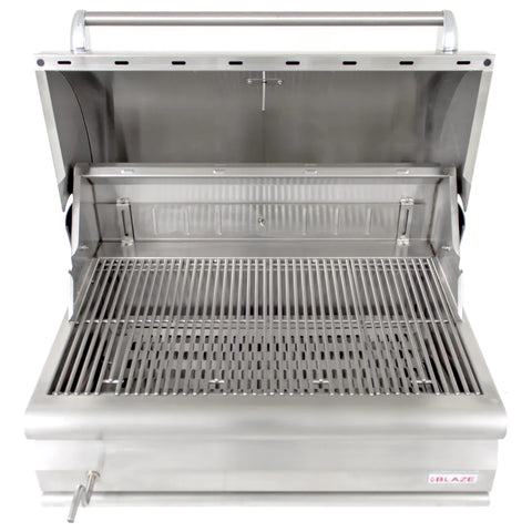 Opened Blaze Grills 32-Inch Charcoal Grill in white background