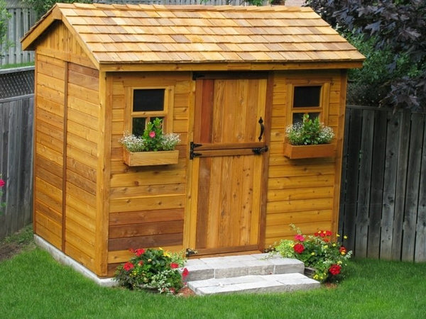 Western red cedar Roof on a storage shed