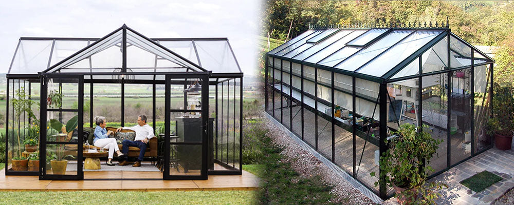 a side by side image of the Canopia and Exaco Greenhouse