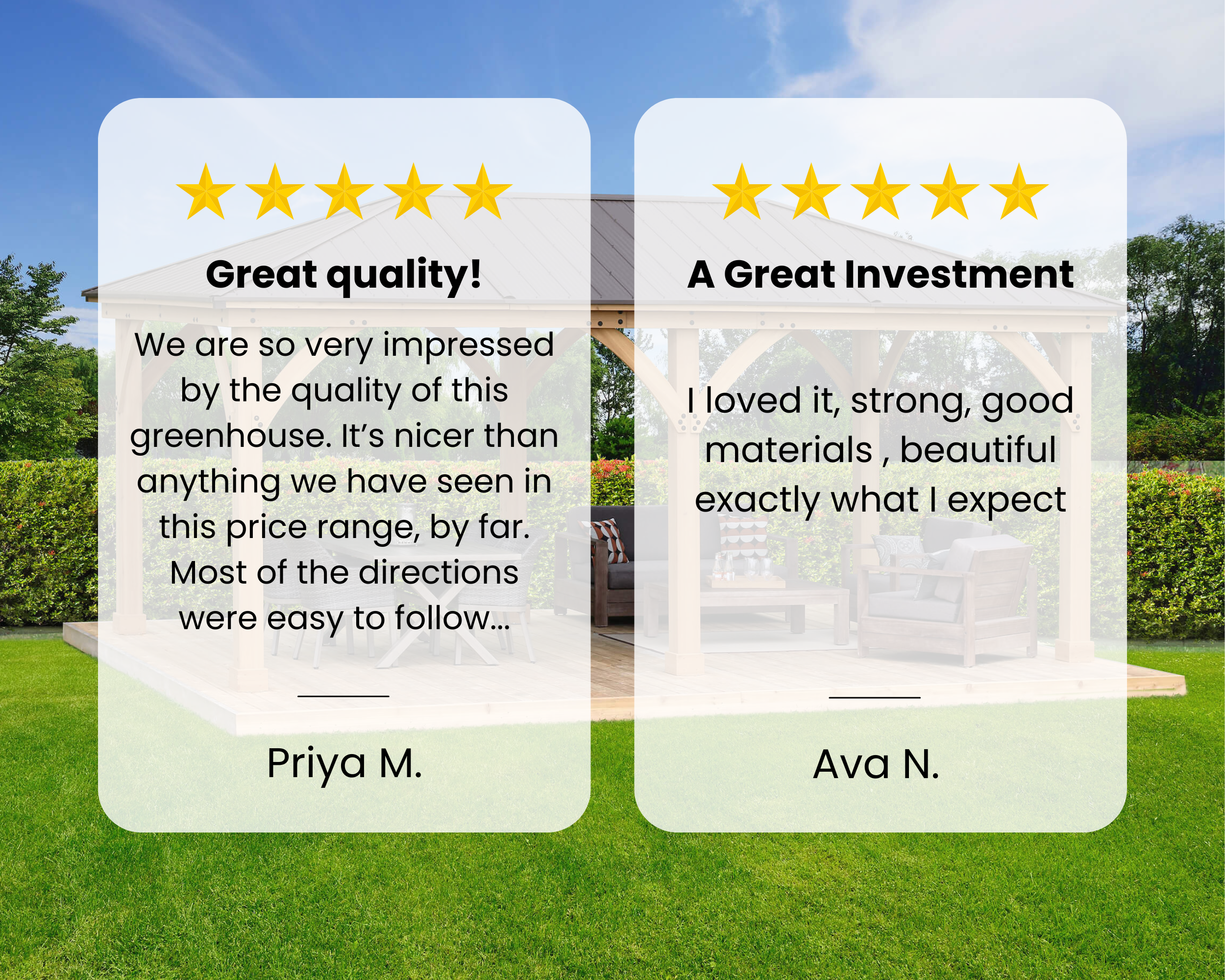 Customer reviews on the Yardistry Meridian Cedar 6.7ft Greenhouse.