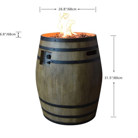 Elementi Napa Barrel Fire Pit specs drawing