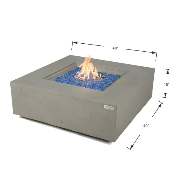 Elementi Plus Capertee Square Concrete Fire Pit Table specs drawing