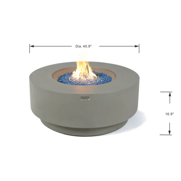 Elementi Plus Colosseo Round Concrete Fire Pit Table specs drawing