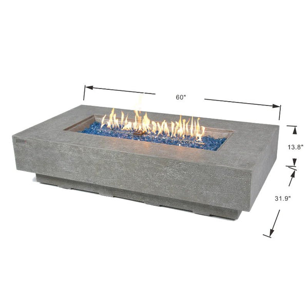 Elementi Plus Riviera Rectangular Concrete Fire Pit specs drawing