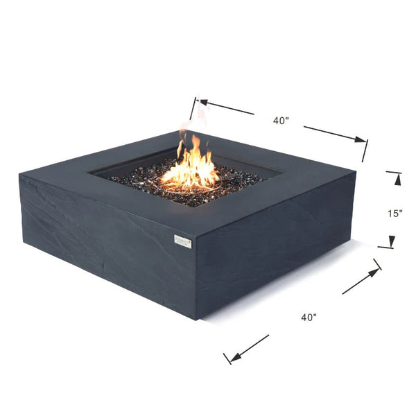 Elementi Plus Roraima Square Concrete Fire Pit Table specs drawing