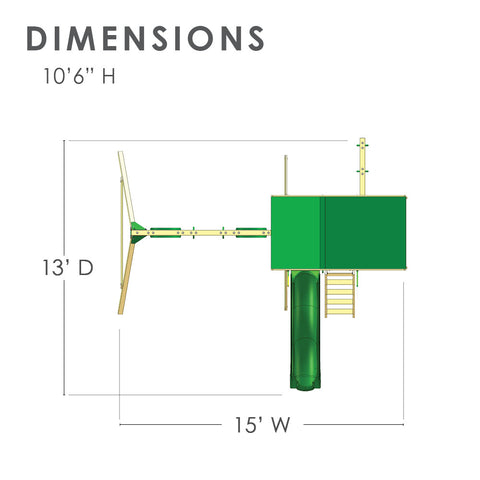 DImensions of the Outing With Trapeze Bar Swing Set