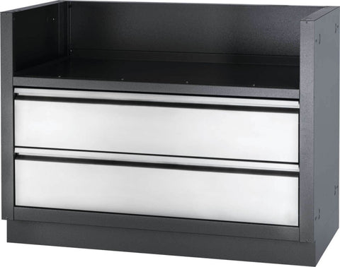 Angled view of the Napoleon Grills Oasis™ Under Grill Cabinet showing the cabinet's depth