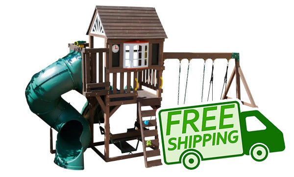 Kidkraft Portland Playset with a free shipping sign