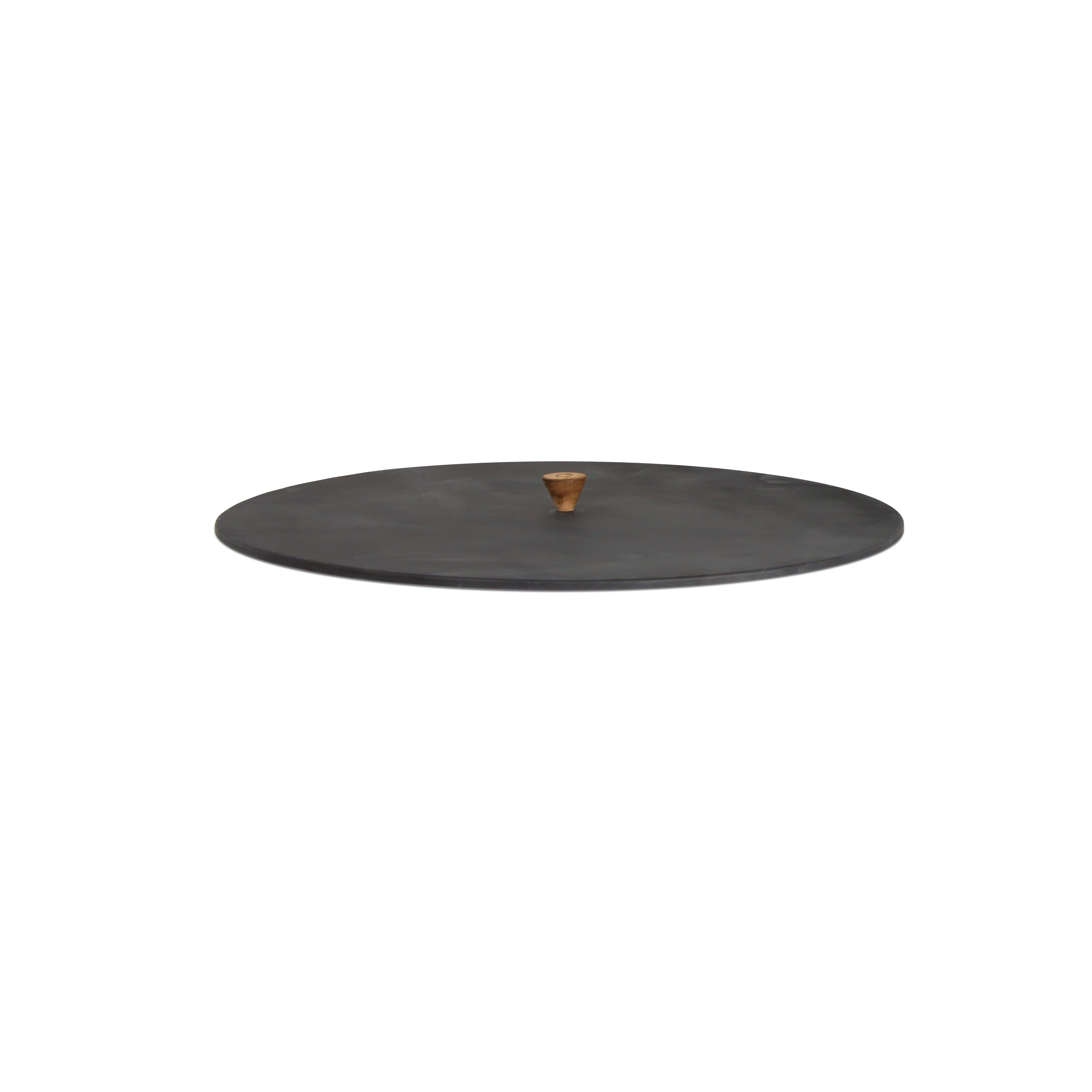 OFYR Black Cover for Outdoor Fire Pit Cooking, Round Grill Lid with Wooden Knob Handle, Weather-Resistant Protection