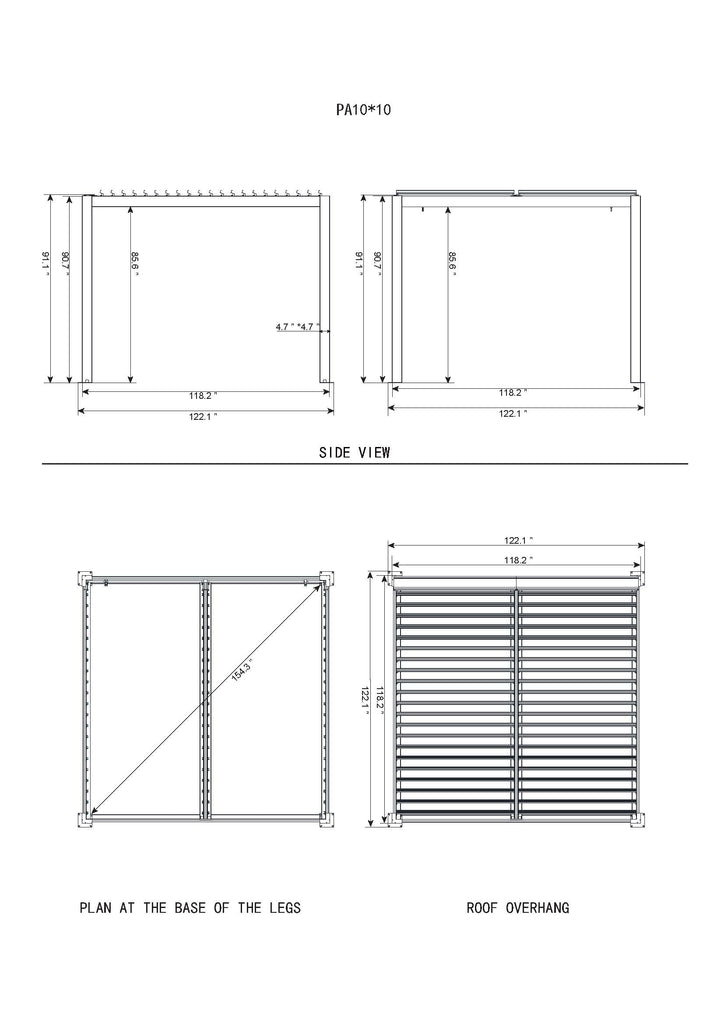 Specs of the 10x10 Vikos Aluminum Stand Alone Pergola