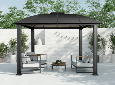 Cambridge Hard Top Gazebo With Chairs Underneath