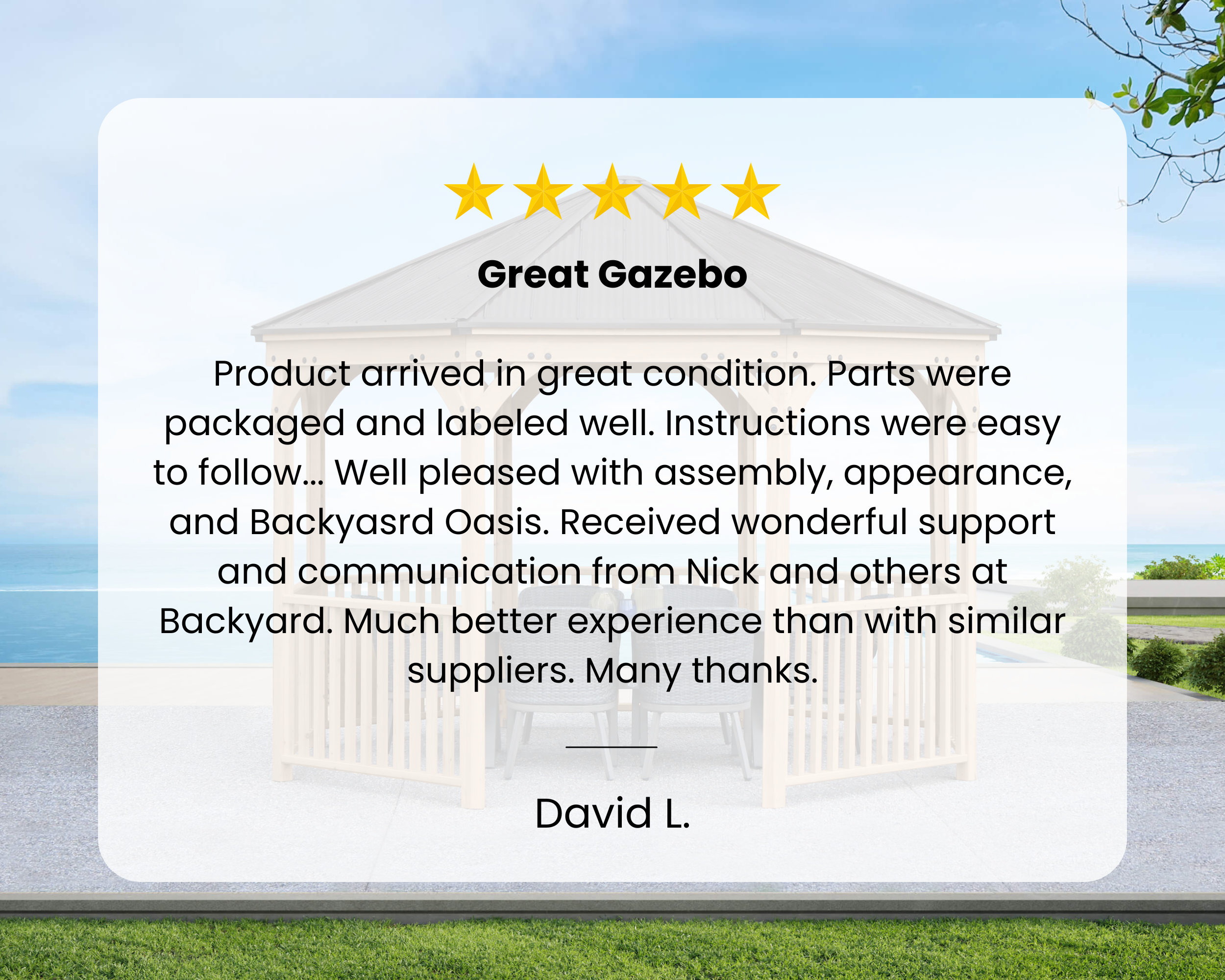 Customer Review of the Yardistry 12 ft Meridian Octagon Gazebo.