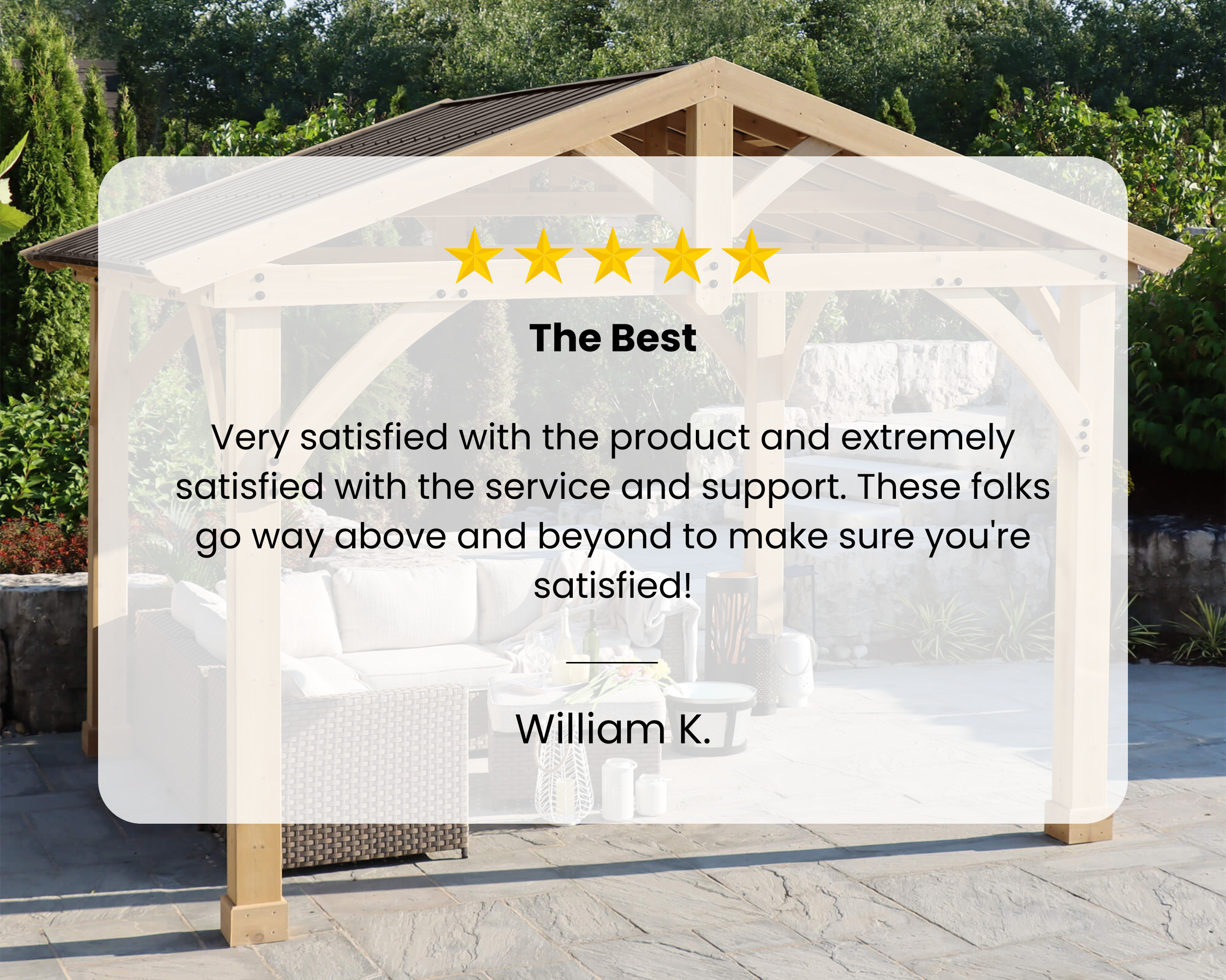 Customer review of the Yardistry Carolina Cedar 11 x 13 Pavilion.