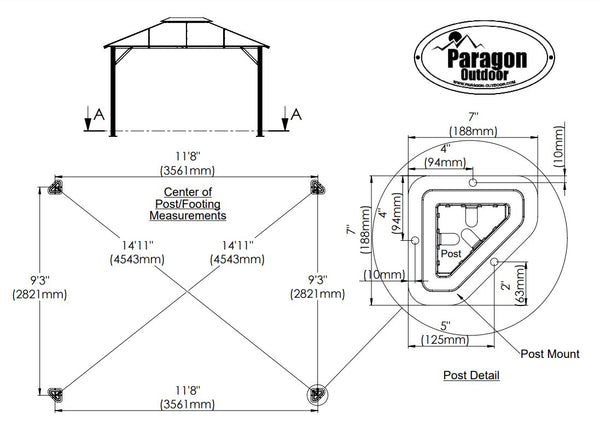 Specs of Durham Hard Top Gazebo