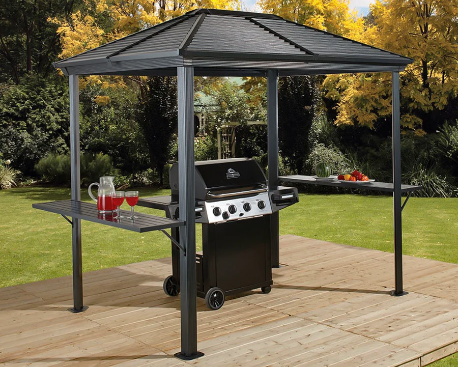 Sojag BBQ Ventura Grill Gazebo on a deck and a grill inside
