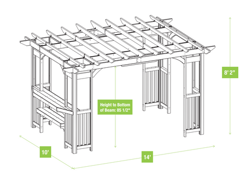 Dimensions of 10x14 Madison Pergola