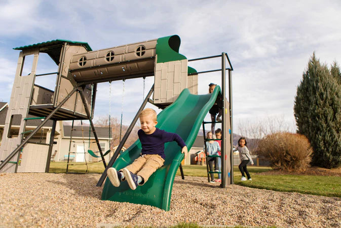 a kid playing on the Lifetime Adventure Tunnel Vinyl Playset