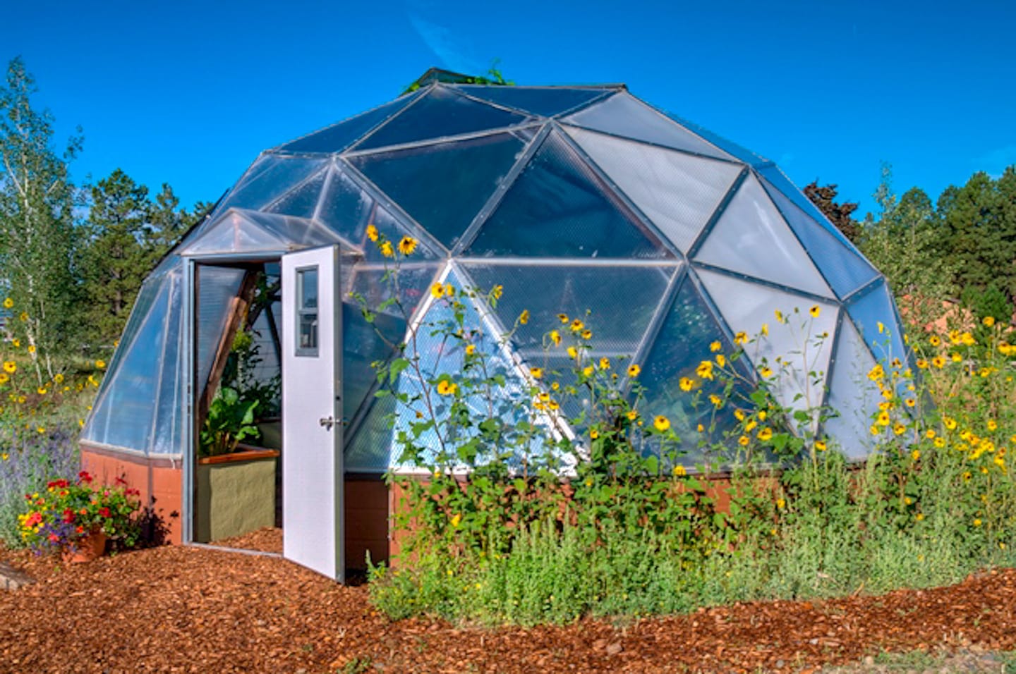 an image of a 26 foot geodesic dome greenhouse