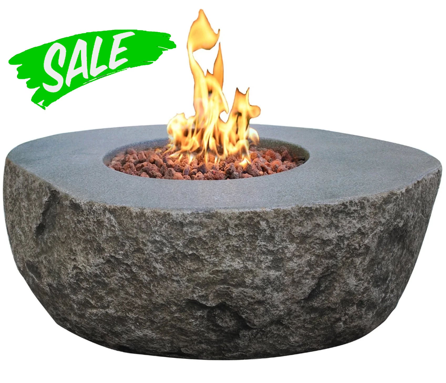 an image of the elementi boulder fire table with a sale tag