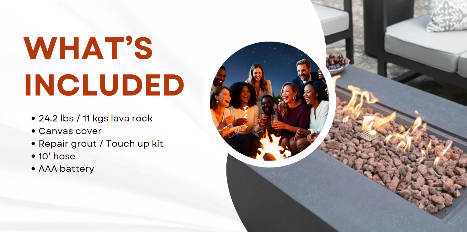 what is included products in Andes fire table from elementi plus