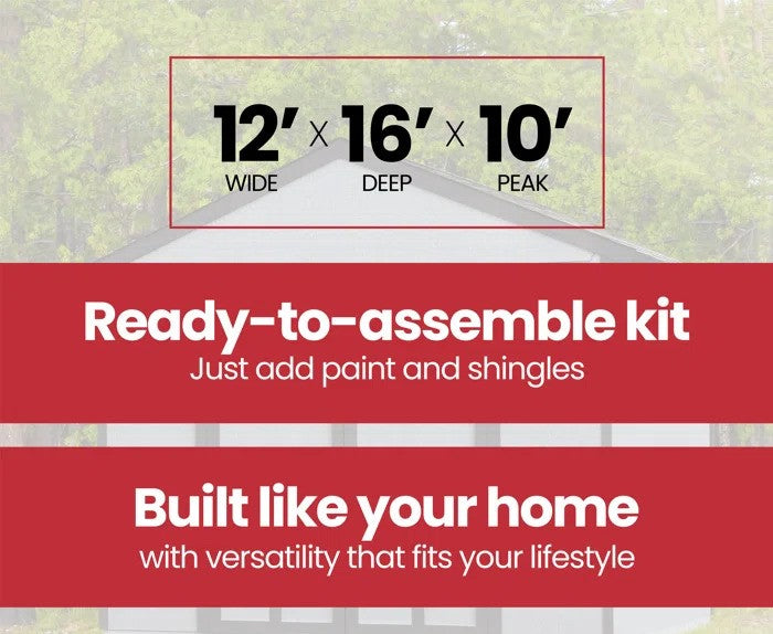 astoria storage shed 12x16x10 dimensions diagram and explanation