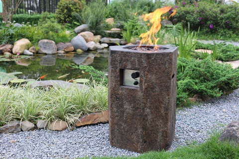 Basalt Column Fire Pit on a backyard