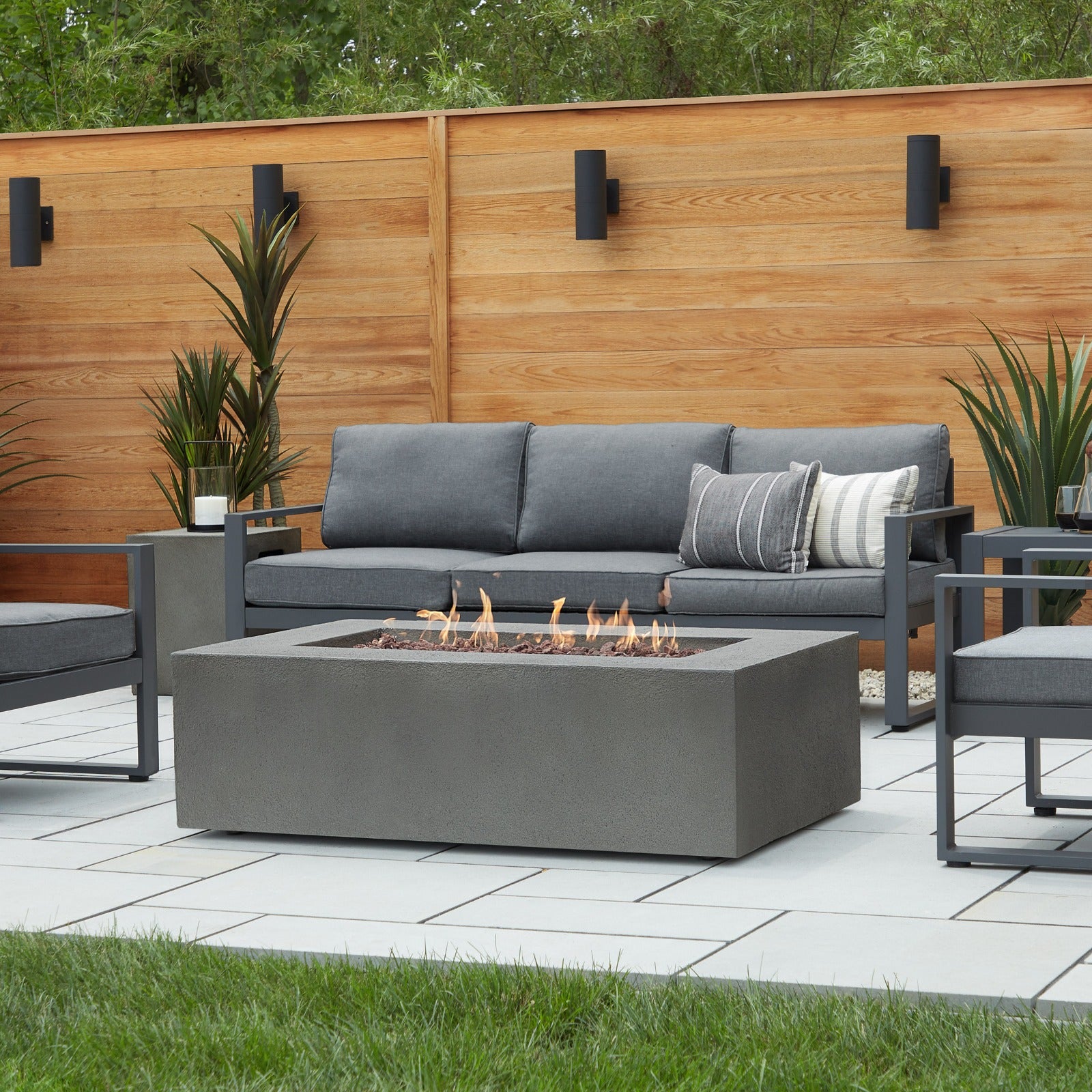 Baltic Couch featuring the Baltic Fire Dining table