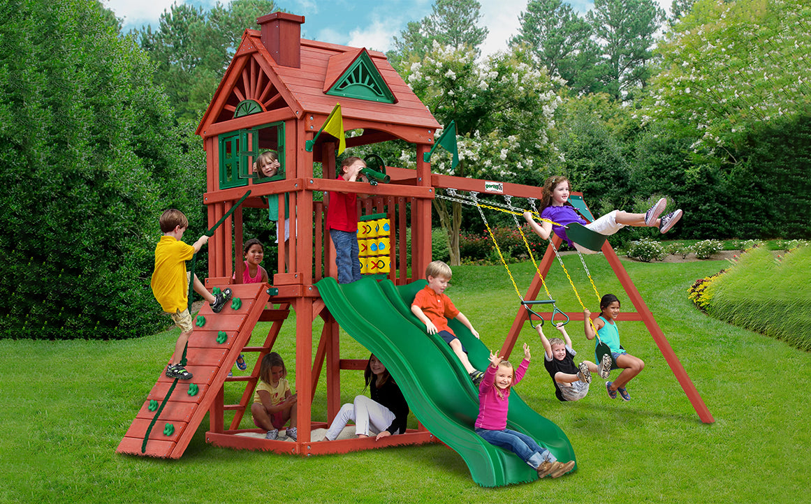 children playing on gorilla playset double down playset