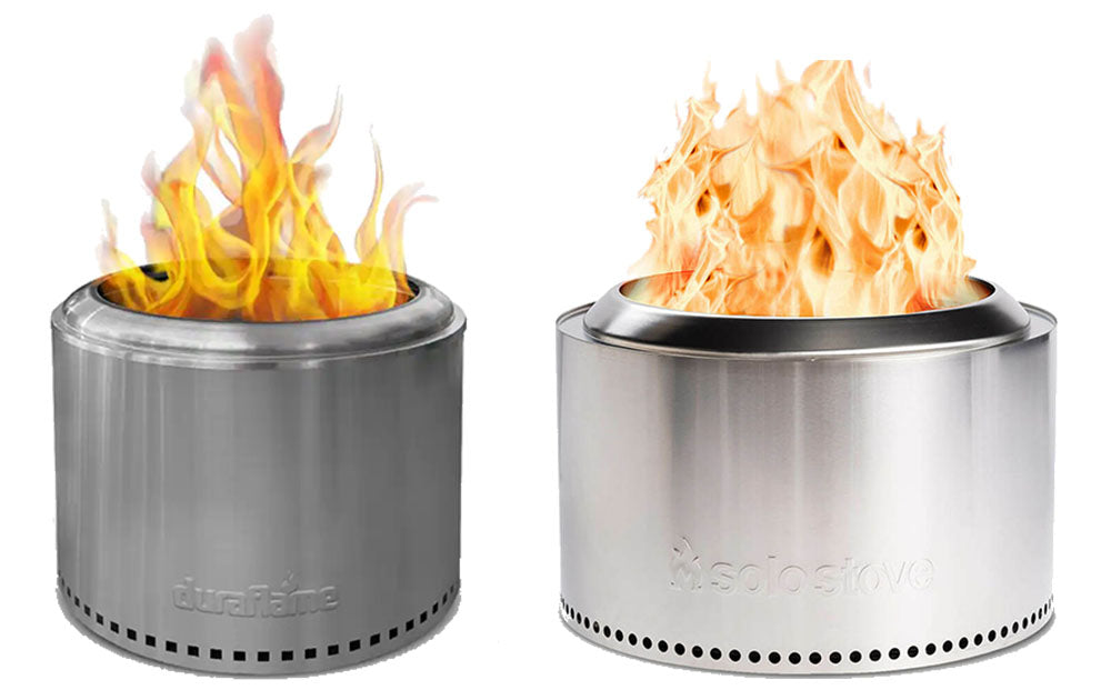 an illustrated comparison between duraflame and solo stove fire pits