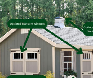 Riverside Shed transom windows upgrade option