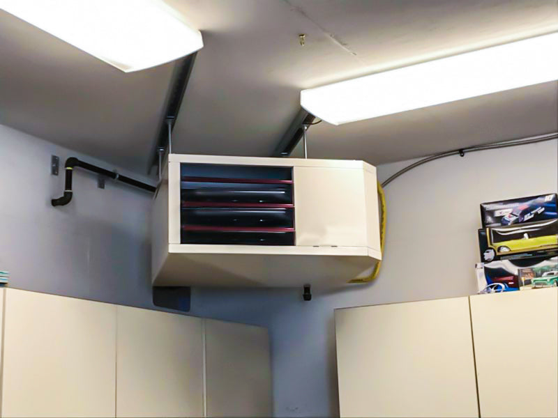 forced air garage heater attached to the ceiling