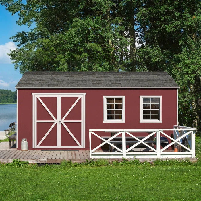 rookwood shed red nearby lake outdoor