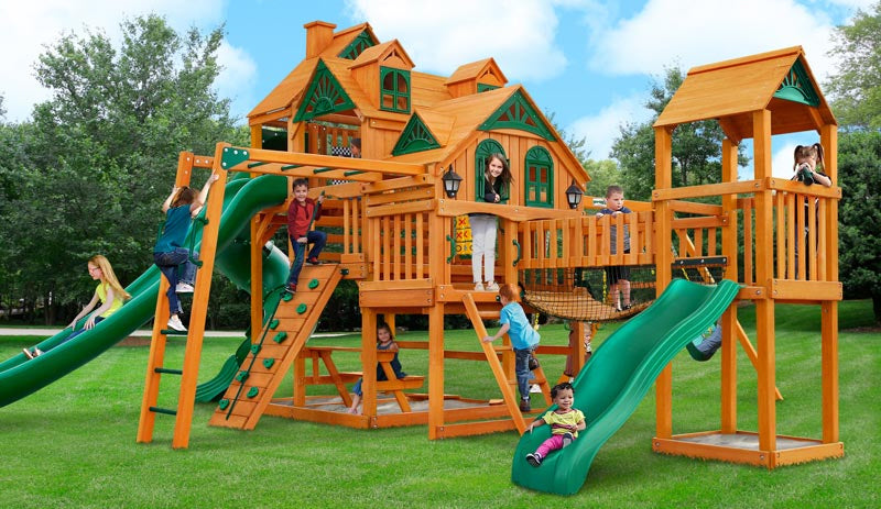 large playset with lots of features and children playing