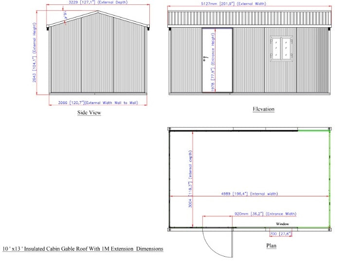 Duramax Gable Roof Building 16x10 - Backyard Oasis dimensions