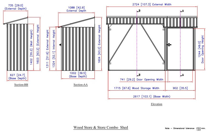 Dimensions of Duramax WoodStore - 53661 - Backyard Oasis