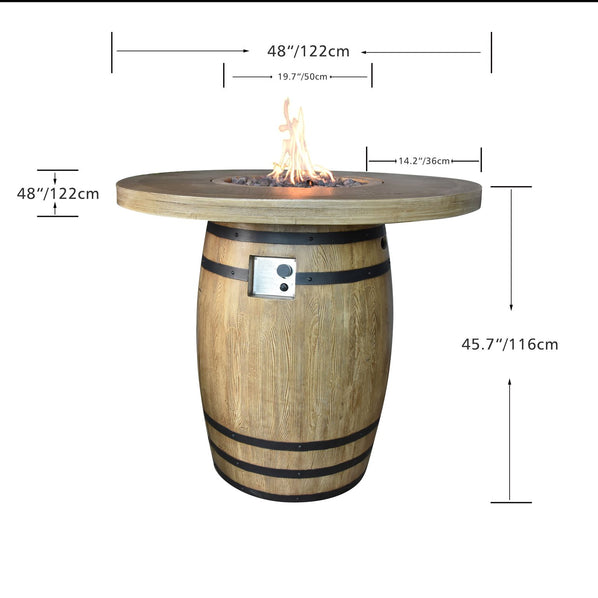 Elementi Lafite Barrel Fire Table - OFG225 specs drawing