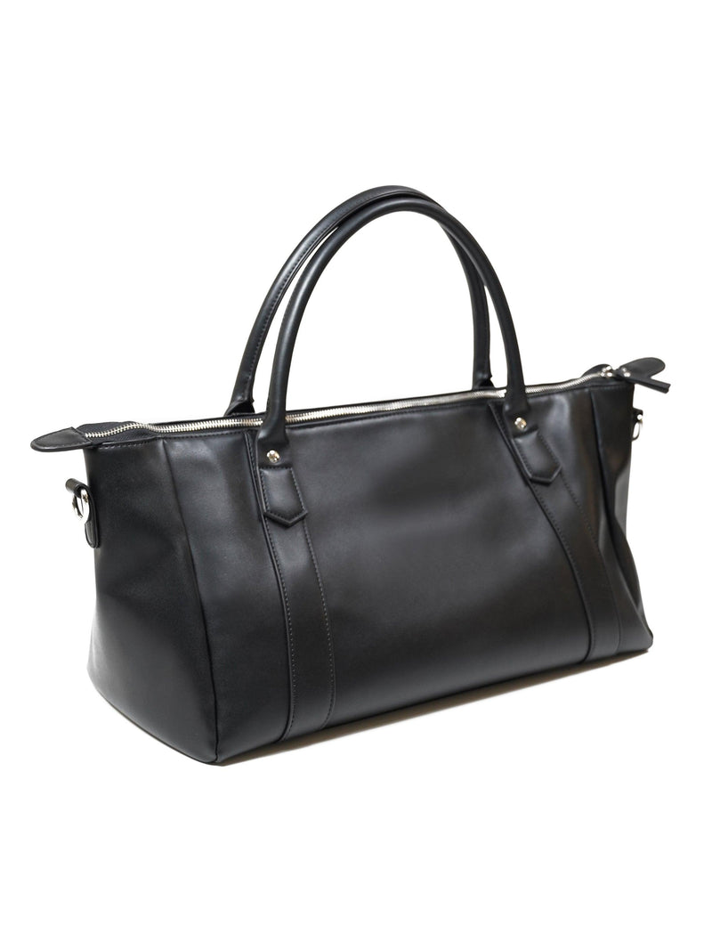 vegan leather black duffle bag